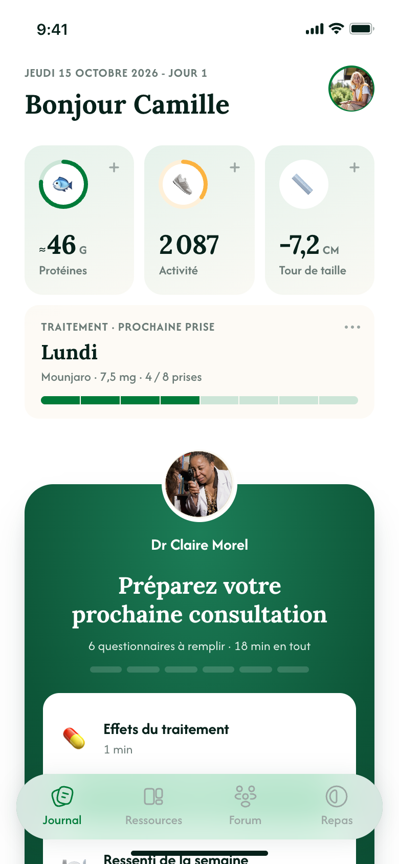 Application mobile patient Boli Care - Journal quotidien et suivi du traitement